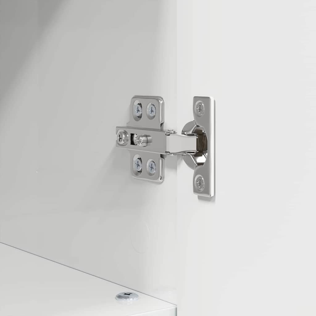Badezimmermöbel-Set 3 pcs Hochglanz Weiß Sperrholz und Metall