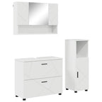 Badezimmermöbel-Set 3 pcs Hochglanz Weiß Sperrholz und Metall