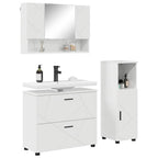 Badezimmermöbel-Set 3 pcs Hochglanz Weiß Sperrholz und Metall