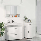 Badezimmermöbel-Set mit Regal 3 pcs Weiß Sperrholz und Metall