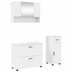 Badezimmermöbel-Set 3 pcs Hochglanz Weiß Sperrholz und Metall