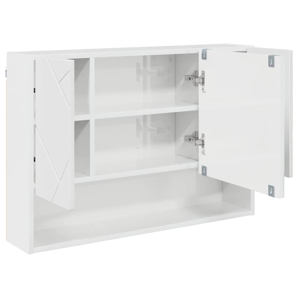 Badezimmermöbel-Set 3 pcs Hochglanz Weiß Sperrholz und Metall