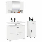 Badezimmermöbel-Set 3 pcs Hochglanz Weiß Sperrholz und Metall
