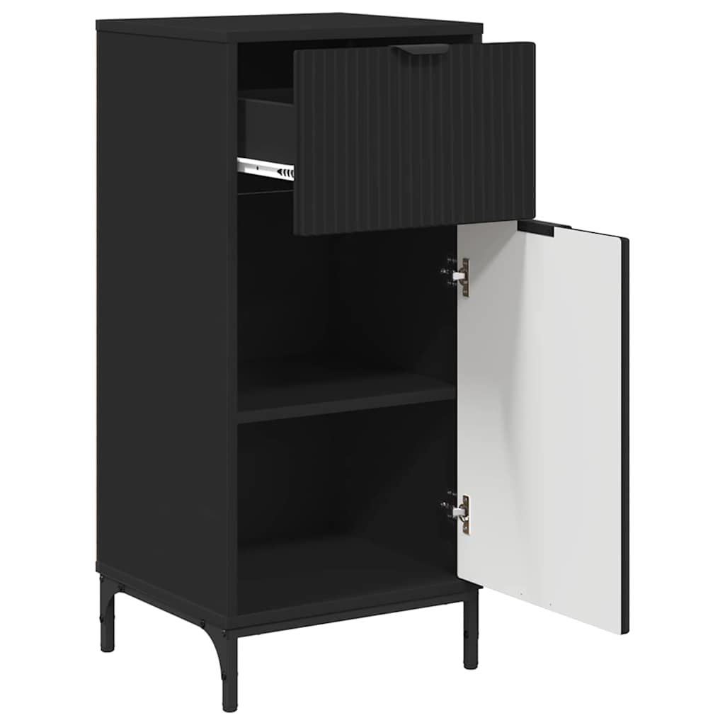 Badezimmermöbel-Set mit Tür 2 pcs Schwarz Sperrholz und Metall