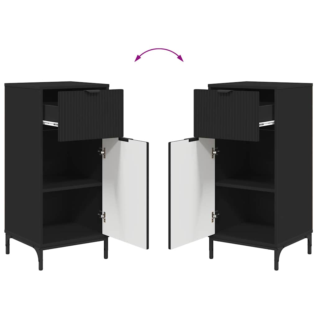 Badezimmermöbel-Set mit Tür 2 pcs Schwarz Sperrholz und Metall