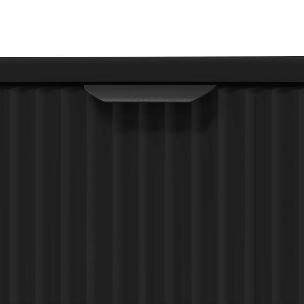 Badezimmermöbel-Set mit Tür 3 pcs Schwarz Sperrholz und Metall