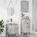 Badezimmermöbel Set mit Regal 3 pcs Betongrau Holzwerkstoff