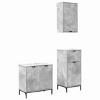 Badezimmermöbel Set mit Regal 3 pcs Betongrau Holzwerkstoff