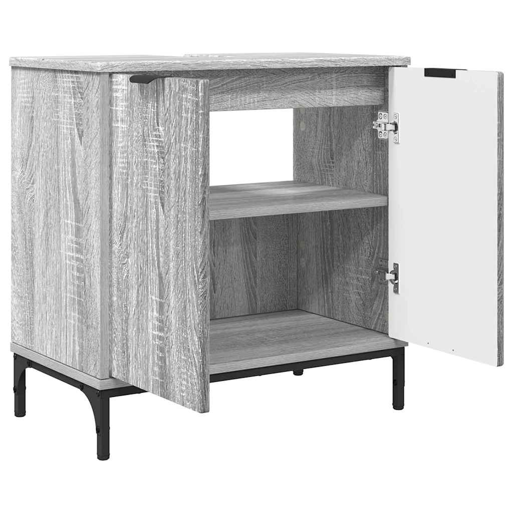 Badezimmermöbel Set mit Regal 3 pcs Grau Sonoma Holzwerkstoff