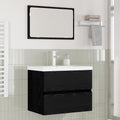 Badezimmermöbel-Set 3 pcs Schwarz Eichen-Optik Holzwerkstoff