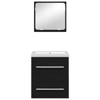 Badezimmermöbel-Set 2 pcs Schwarz Eichen-Optik Holzwerkstoff