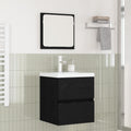 Badezimmermöbel-Set 2 pcs Schwarze Eiche und Weiß Holzwerkstoff