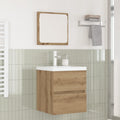 Badezimmermöbel-Set 2 pcs Artisan-Eiche und Weiß Holzwerkstoff