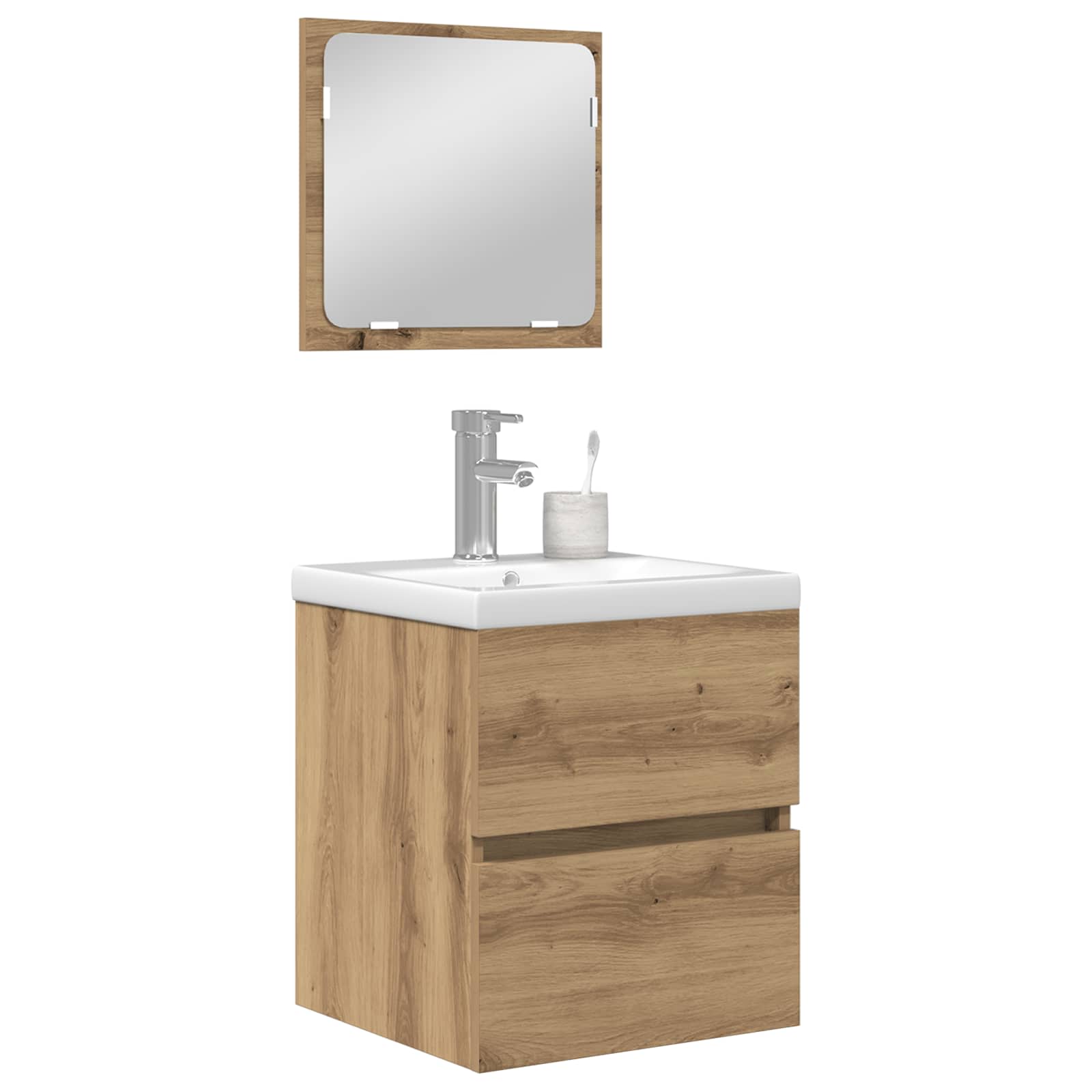 Badezimmermöbel-Set 2 pcs Artisan-Eiche und Weiß Holzwerkstoff