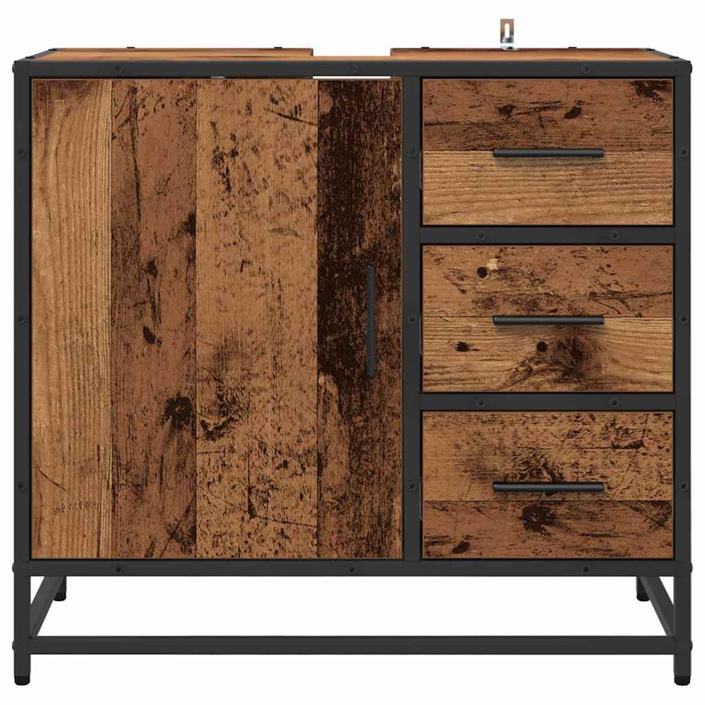 Badezimmerschrank mit Tür Altholz 65 x 33 x 60 cm Holzwerkstoff