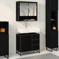 Badezimmerschrank mit Tür Schwarz Eichen-Optik 65 x 33 x 60 cm