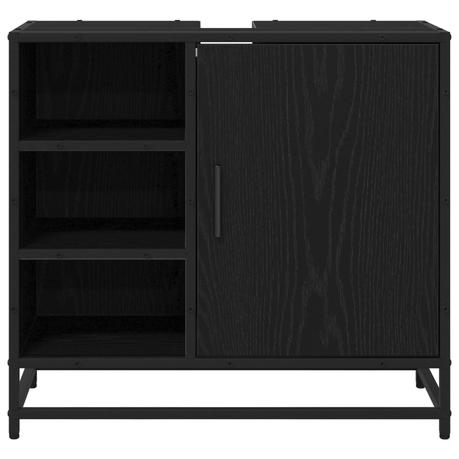 Badezimmerschrank mit Tür Schwarz Eichen-Optik 65 x 33 x 60 cm