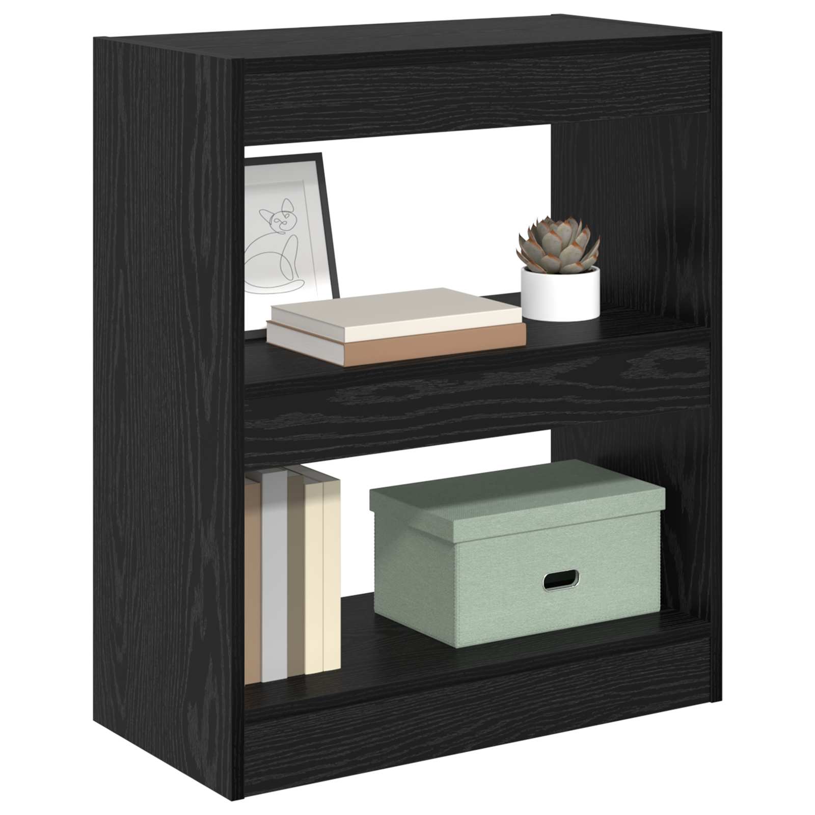Bücherregal Schwarz Eichen-Optik 60 x 30 x 72 cm Holzwerkstoff