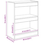 Bücherregal Schwarz Eichen-Optik 60 x 30 x 72 cm Holzwerkstoff