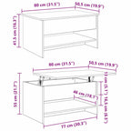 Couchtisch Schwarz Eichen-Optik 80 x 50,5 x 41,5 cm