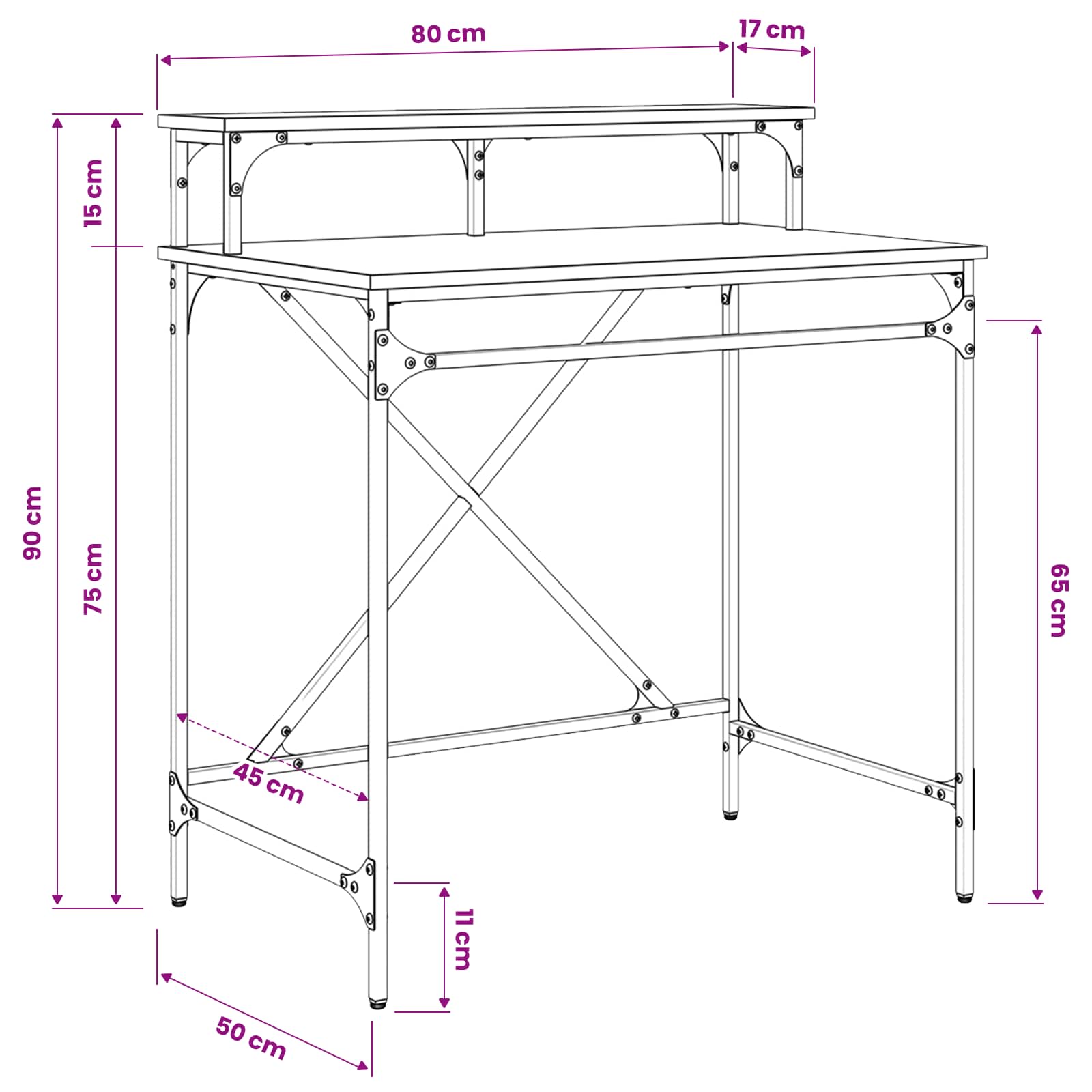 Schreibtisch Altholz 80 x 50 x 90 cm Holzwerkstoff