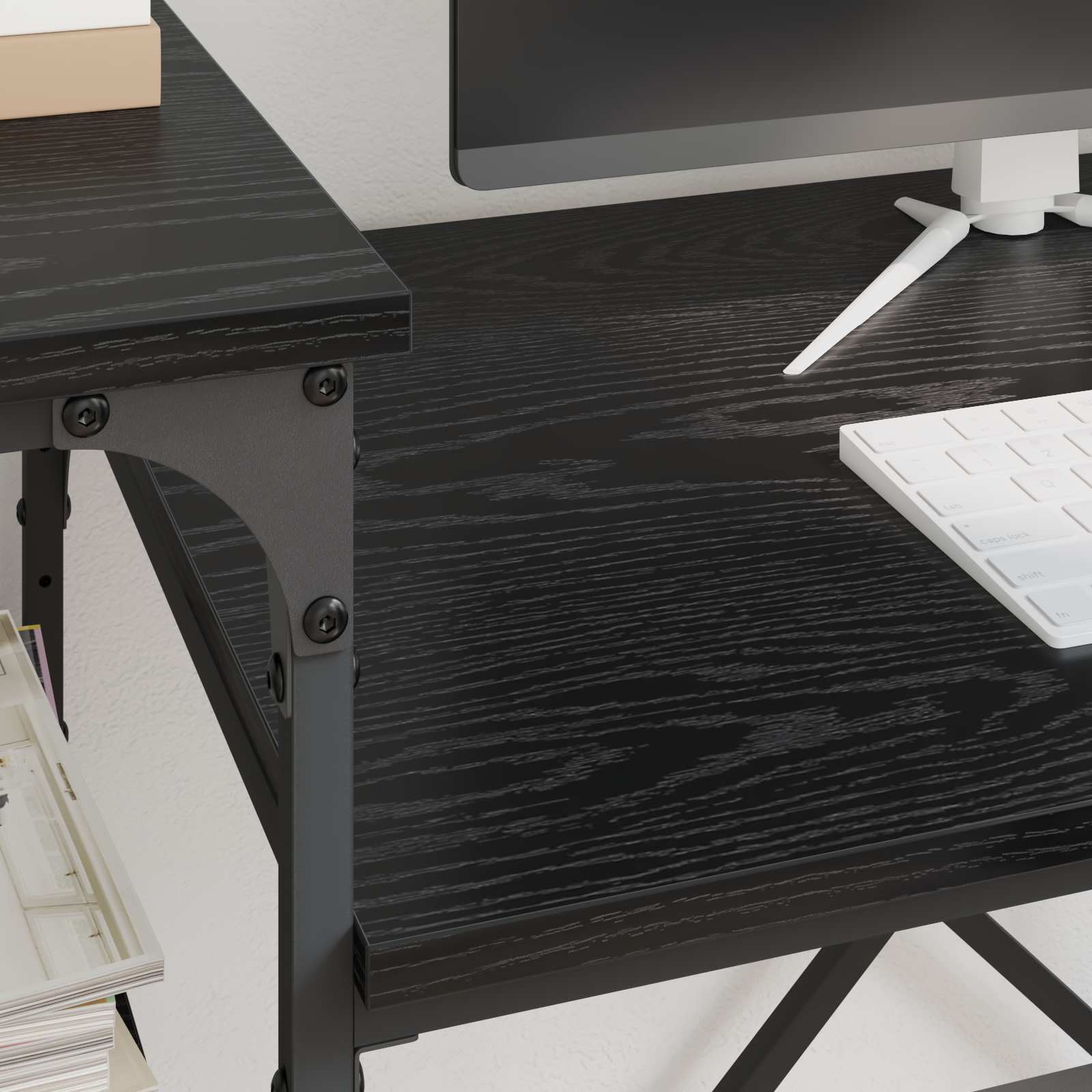 Schreibtisch Schwarz Eichen-Optik 135 x 50 x 90 cm