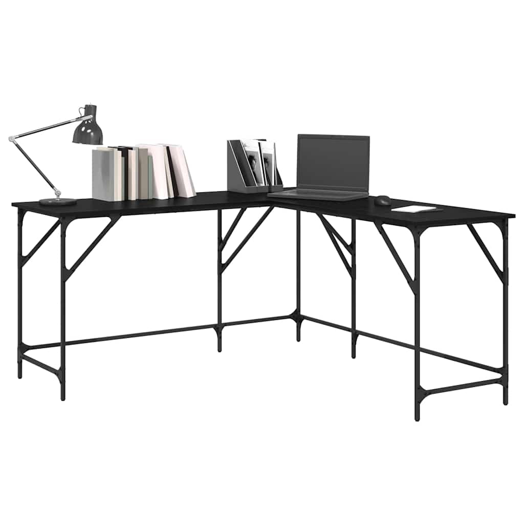 Schreibtisch Schwarz Eichen-Optik 149 x 149 x 75 cm