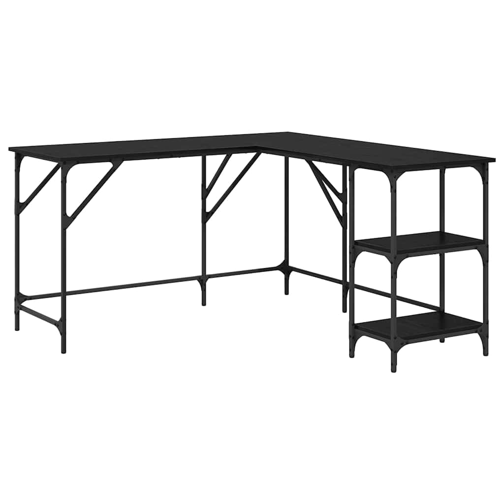 Schreibtisch Schwarz Eichen-Optik 139 x 139 x 75 cm