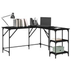 Schreibtisch Schwarz Eichen-Optik 139 x 139 x 75 cm