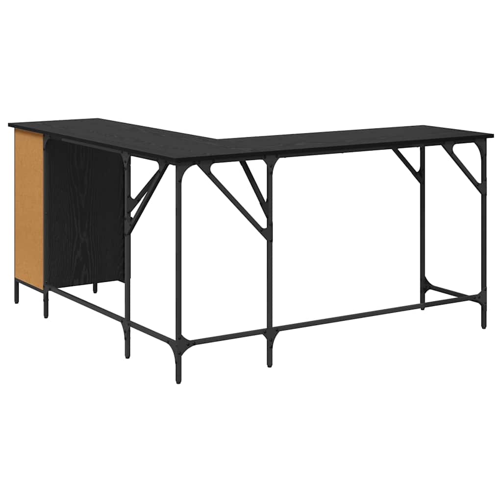 Schreibtisch Schwarz Eichen-Optik 141 x 141 x 75 cm
