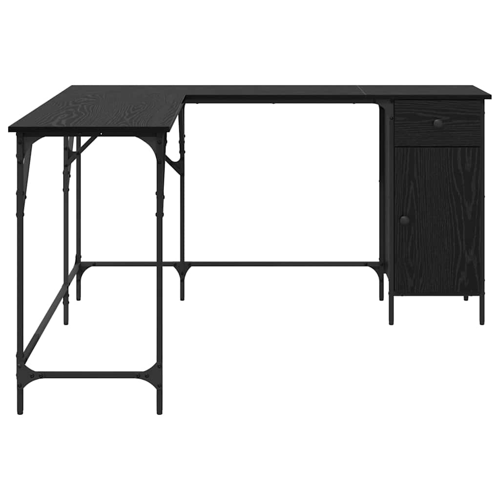 Schreibtisch Schwarz Eichen-Optik 141 x 141 x 75 cm