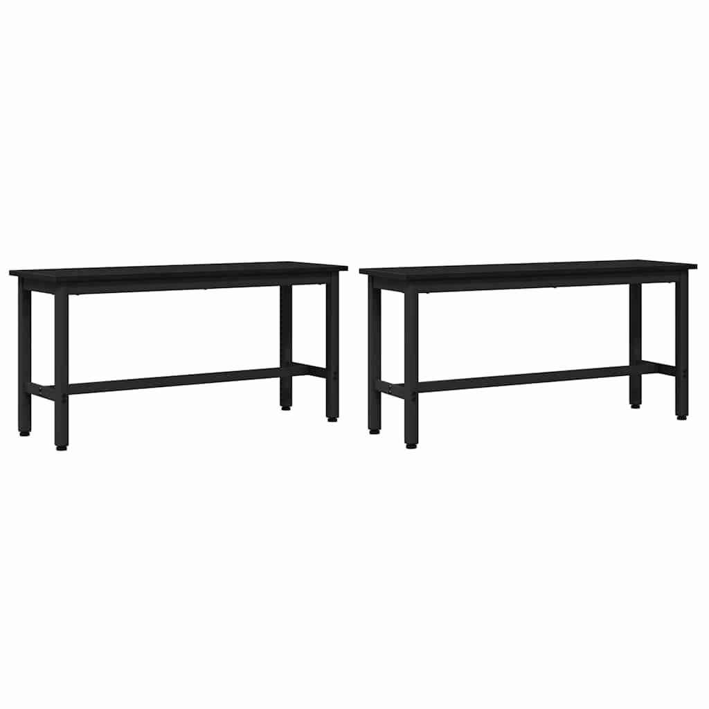 Esstischbank 2 pcs Schwarz Eichen-Optik 100 x 32,5 x 48,5 cm