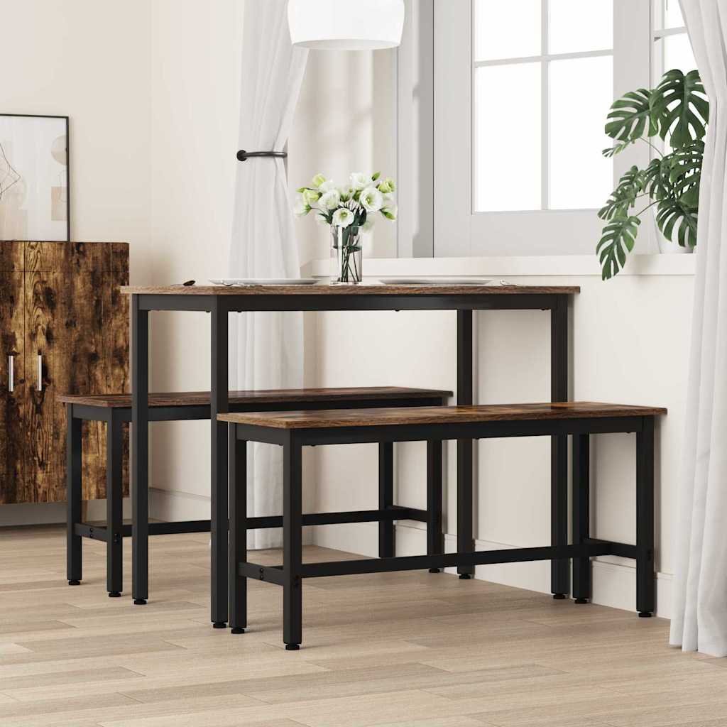 Esstischbank 2 pcs Geräucherte Eiche 100 x 32,5 x 48,5 cm