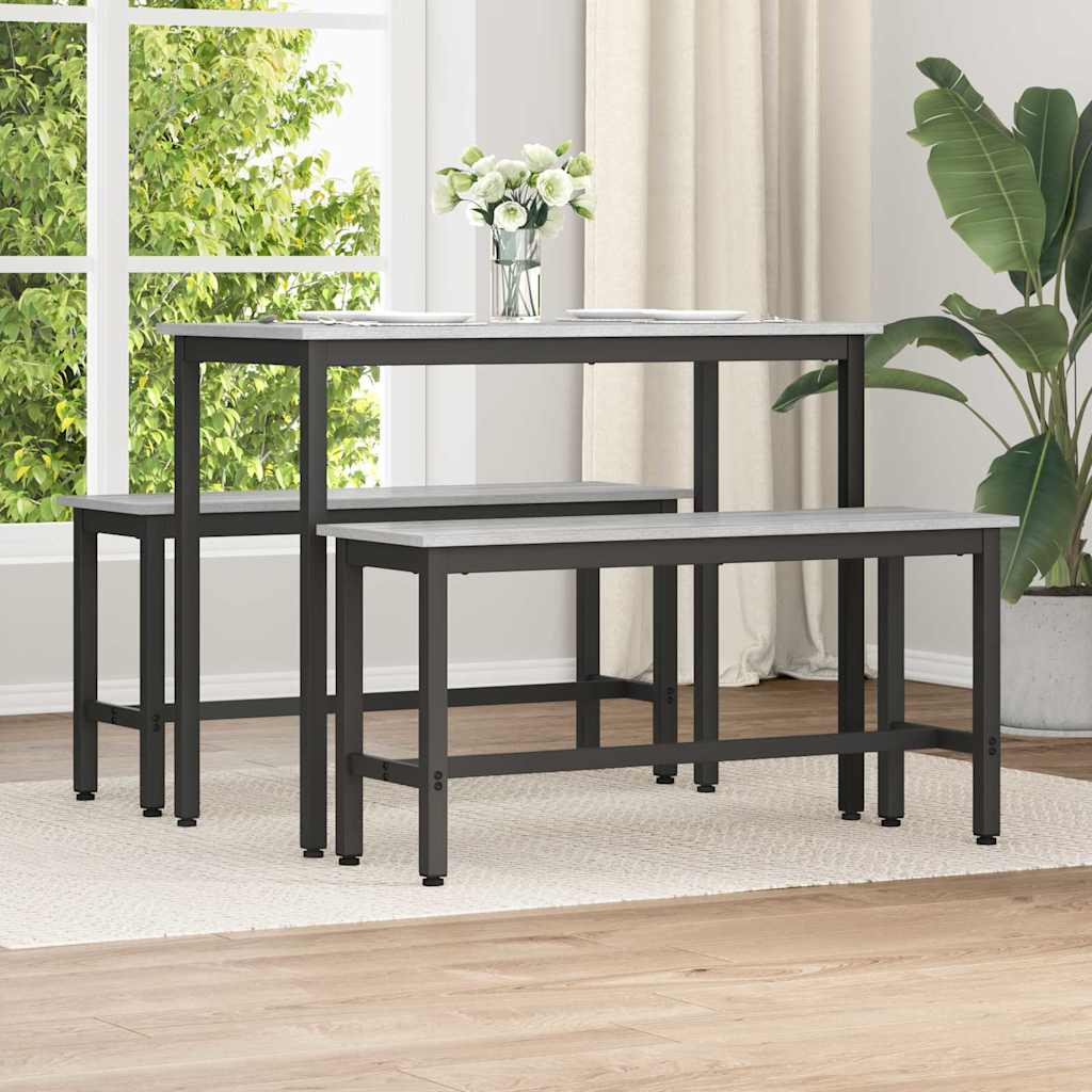 Esstischbank 2 pcs Graues Sonoma 100 x 32,5 x 48,5 cm