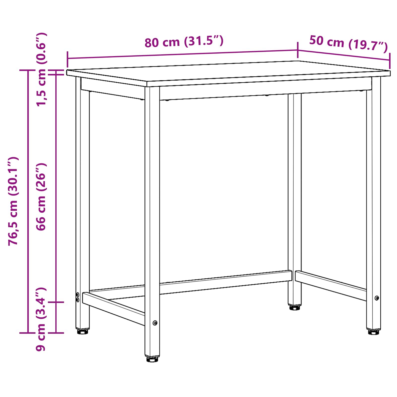Tisch Altholz 80 x 50 x 76,5 cm Ingenieure Holz und Stahl