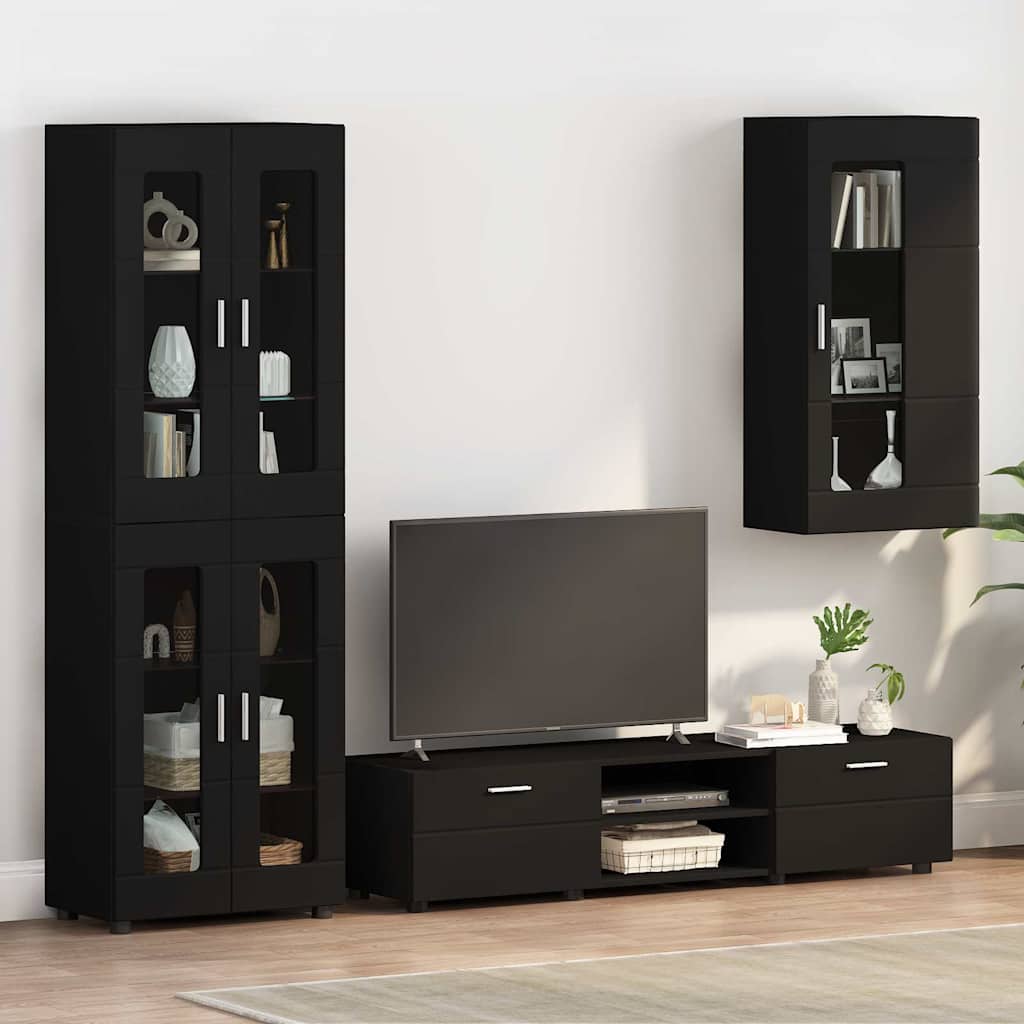 Holzschrank mit Speicher Schwarz 50 x 29 x 100 cm Holzwerkstoff