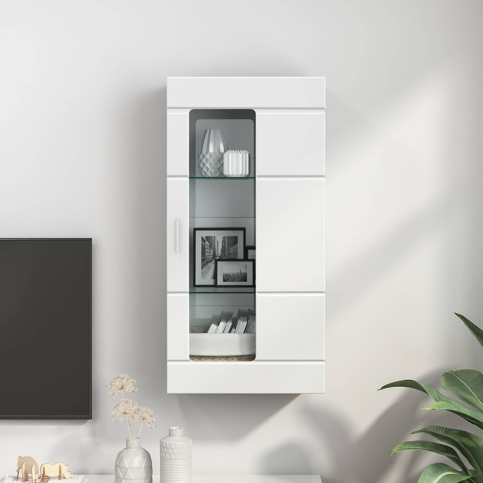 Holzschrank Hochglanz Weiß 50 x 29 x 100 cm Holzwerkstoff