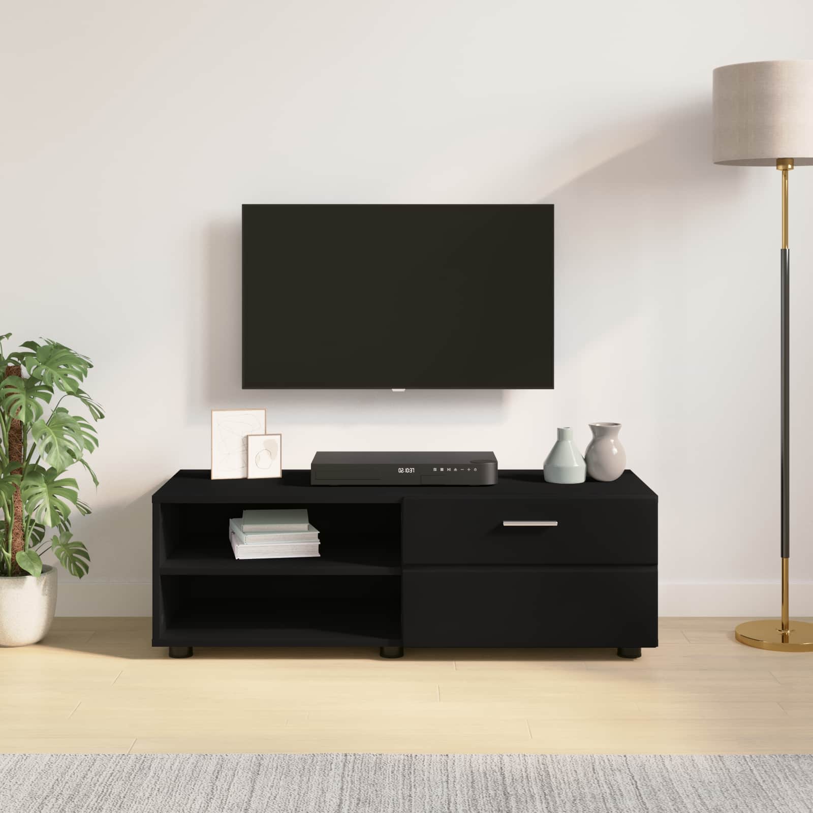 Holzschrank Schwarz 100,5 x 39 x 30 cm Holzwerkstoff