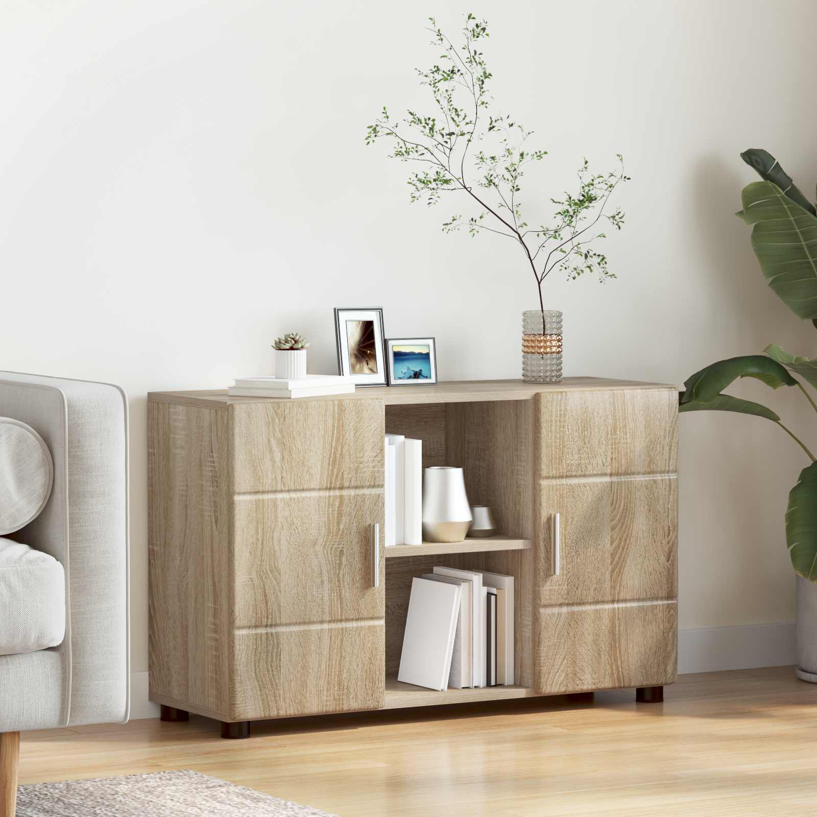 Sideboard mit Regal FLORIN Sonoma-Eiche 88,5 x 30,5 x 55,5 cm