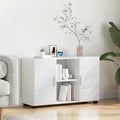 Sideboard mit Regal FLORIN Hochglanz Weiß 88,5 x 30,5 x 55,5 cm