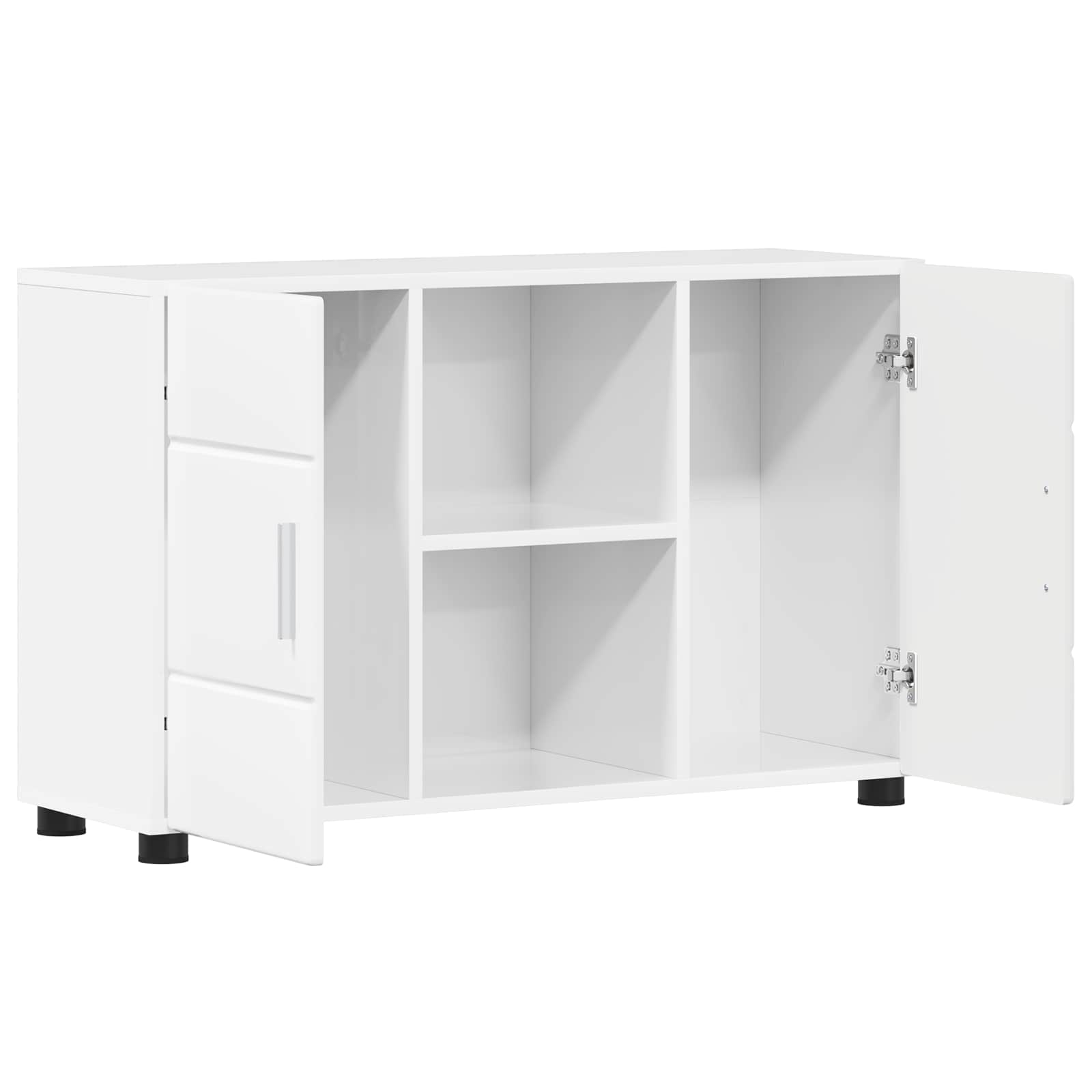 Sideboard mit Regal FLORIN Hochglanz Weiß 88,5 x 30,5 x 55,5 cm