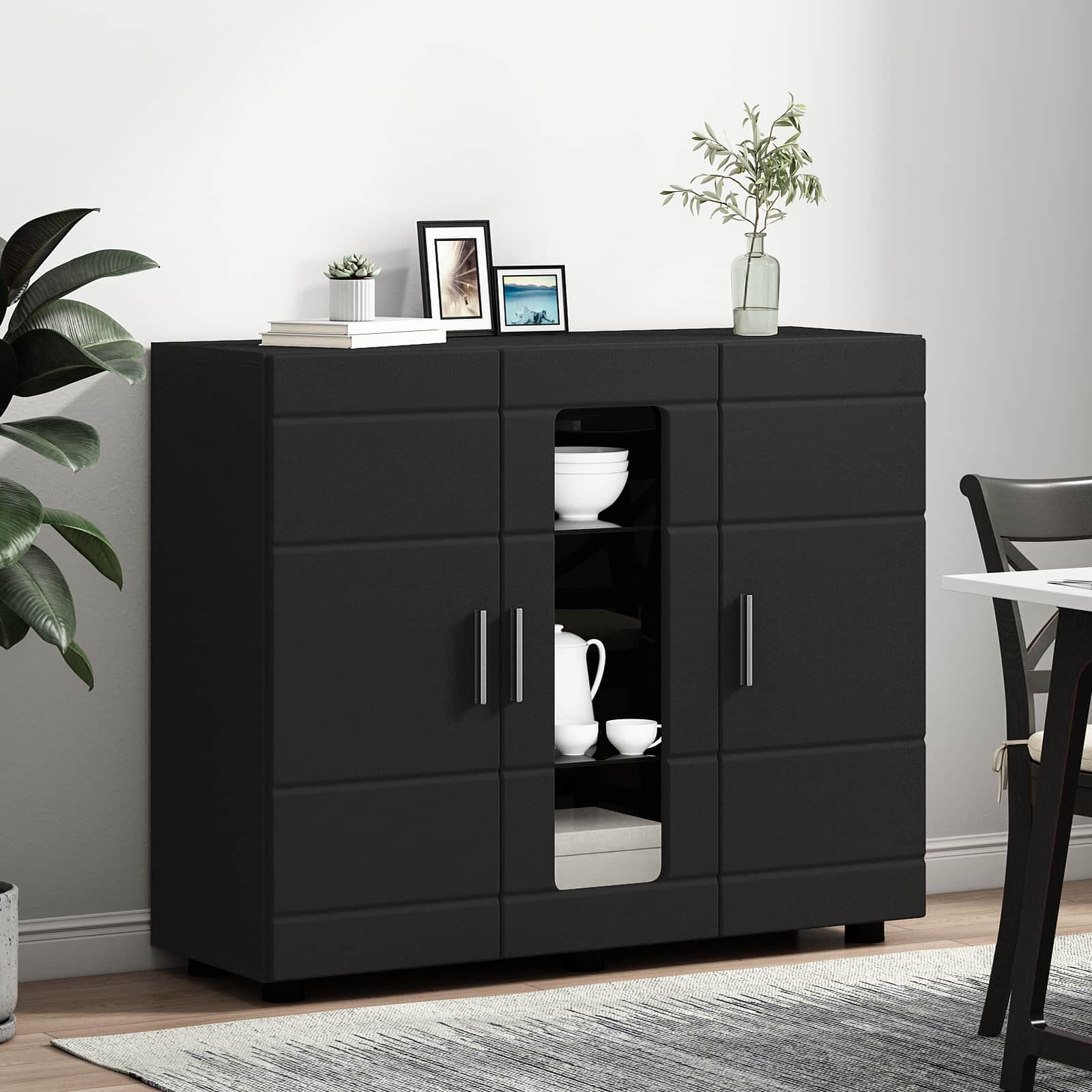 Holzschrank Schwarz 88,5 x 30,5 x 73 cm Holzwerkstoff