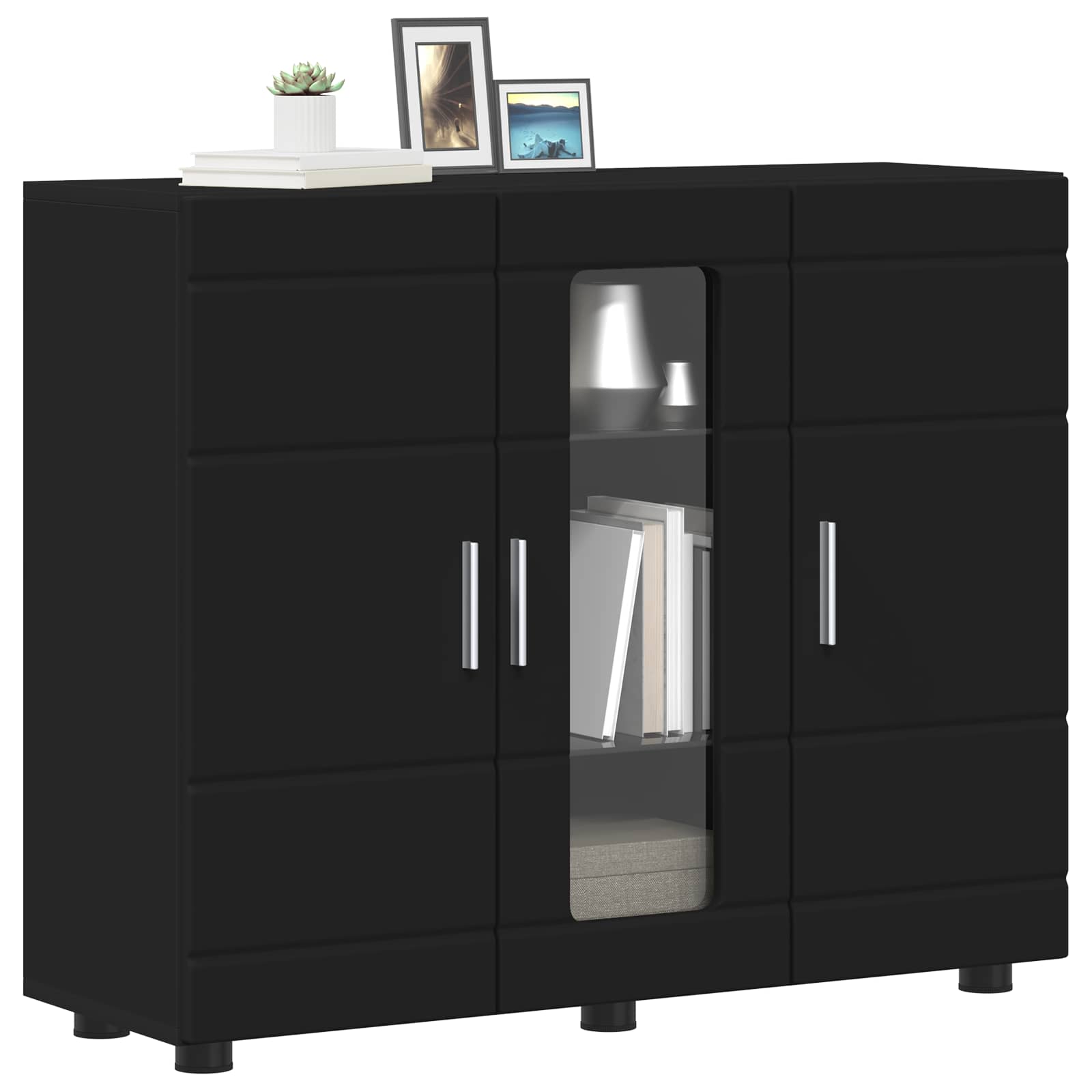 Holzschrank Schwarz 88,5 x 30,5 x 73 cm Holzwerkstoff