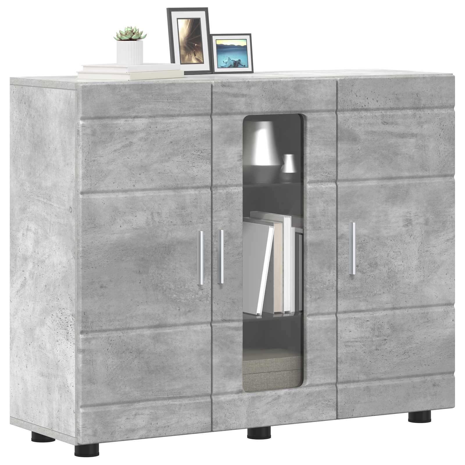 Holzschrank Beton Grau 88,5 x 30,5 x 73 cm Holzwerkstoff
