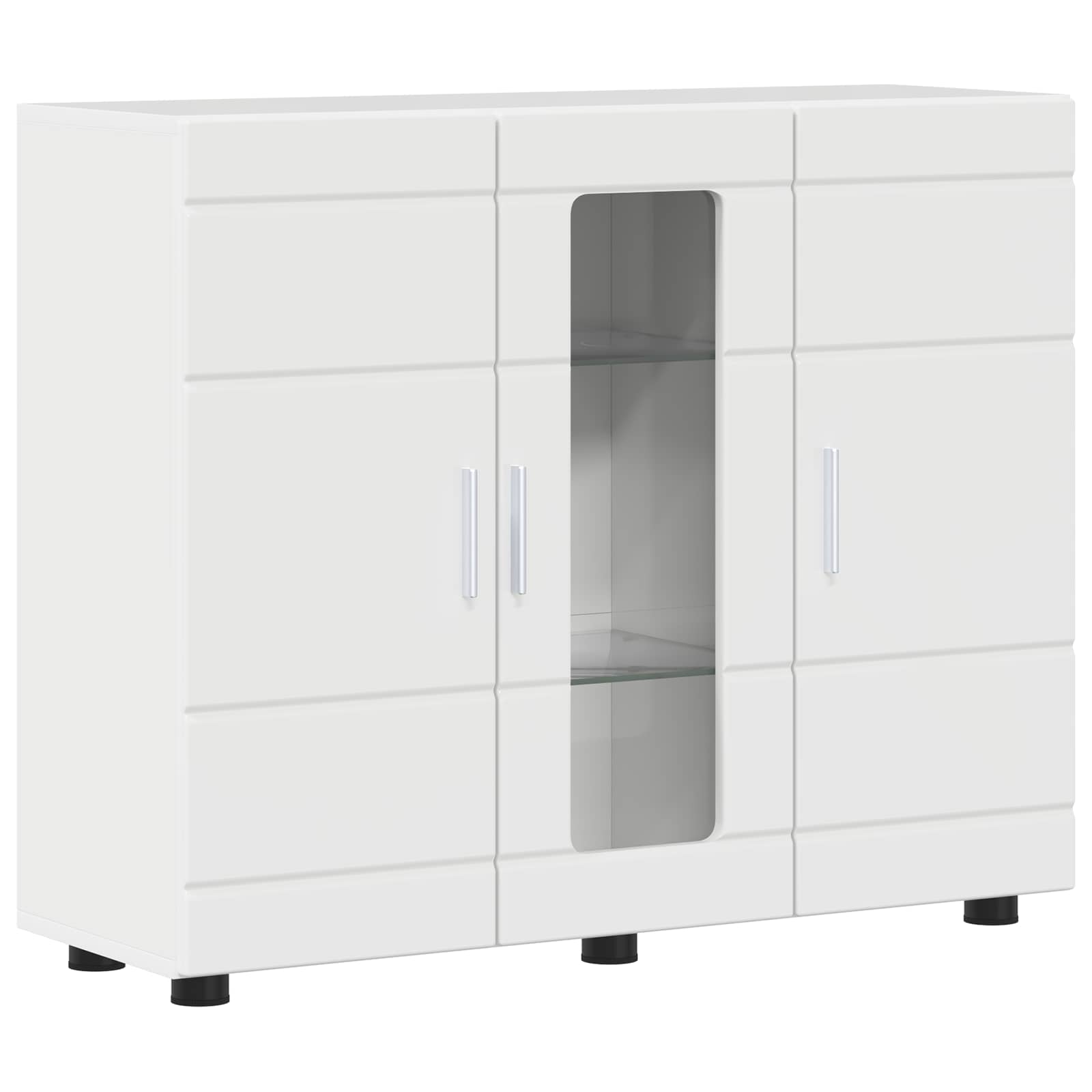 Holzschrank Hochglanz Weiß 88,5 x 30,5 x 73 cm Holzwerkstoff