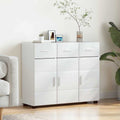 Sideboard mit Regal FLORIN Hochglanz Weiß 88,5 x 30,5 x 73 cm
