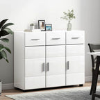 Sideboard mit Regal FLORIN Hochglanz Weiß 88,5 x 30,5 x 73 cm