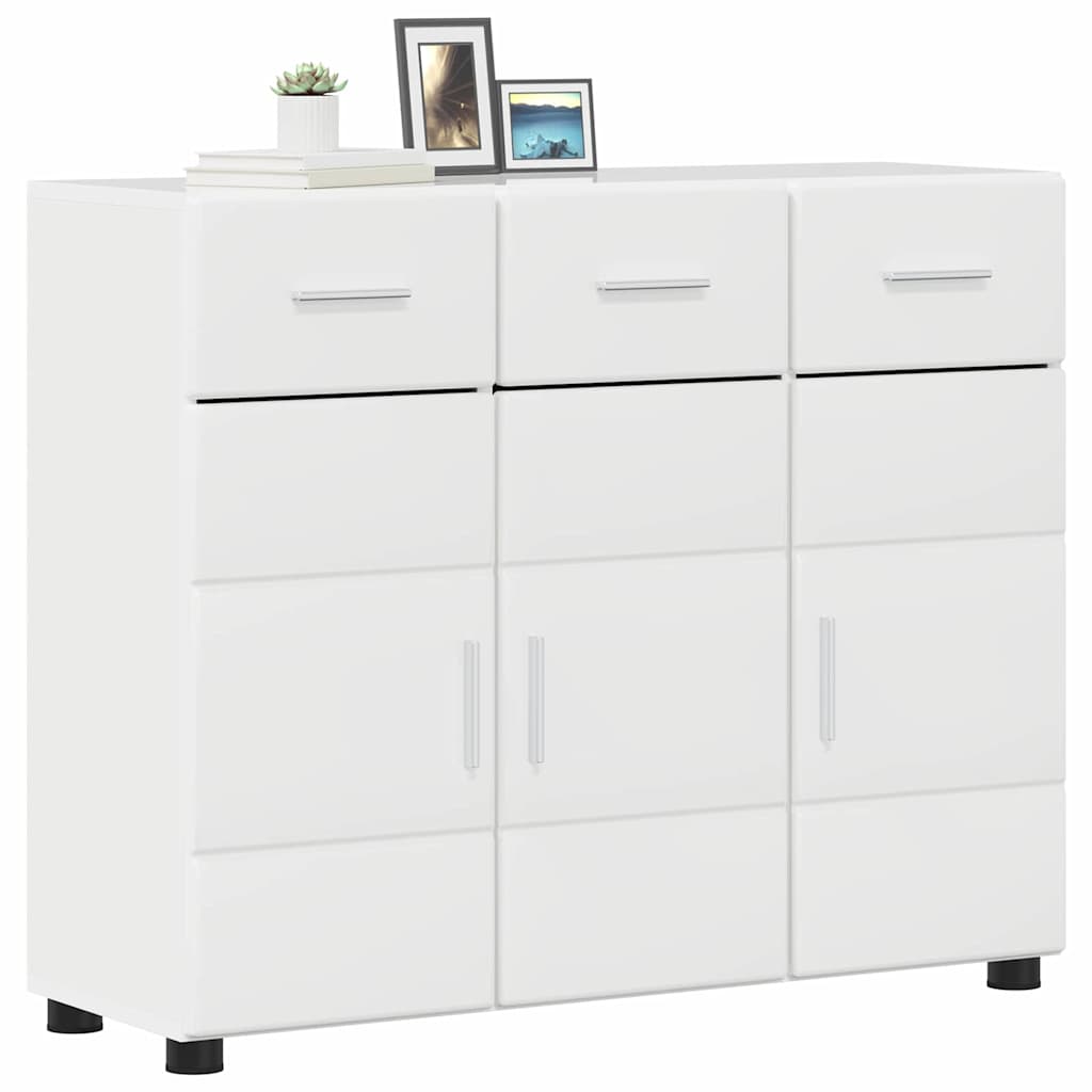 Sideboard mit Regal FLORIN Hochglanz Weiß 88,5 x 30,5 x 73 cm
