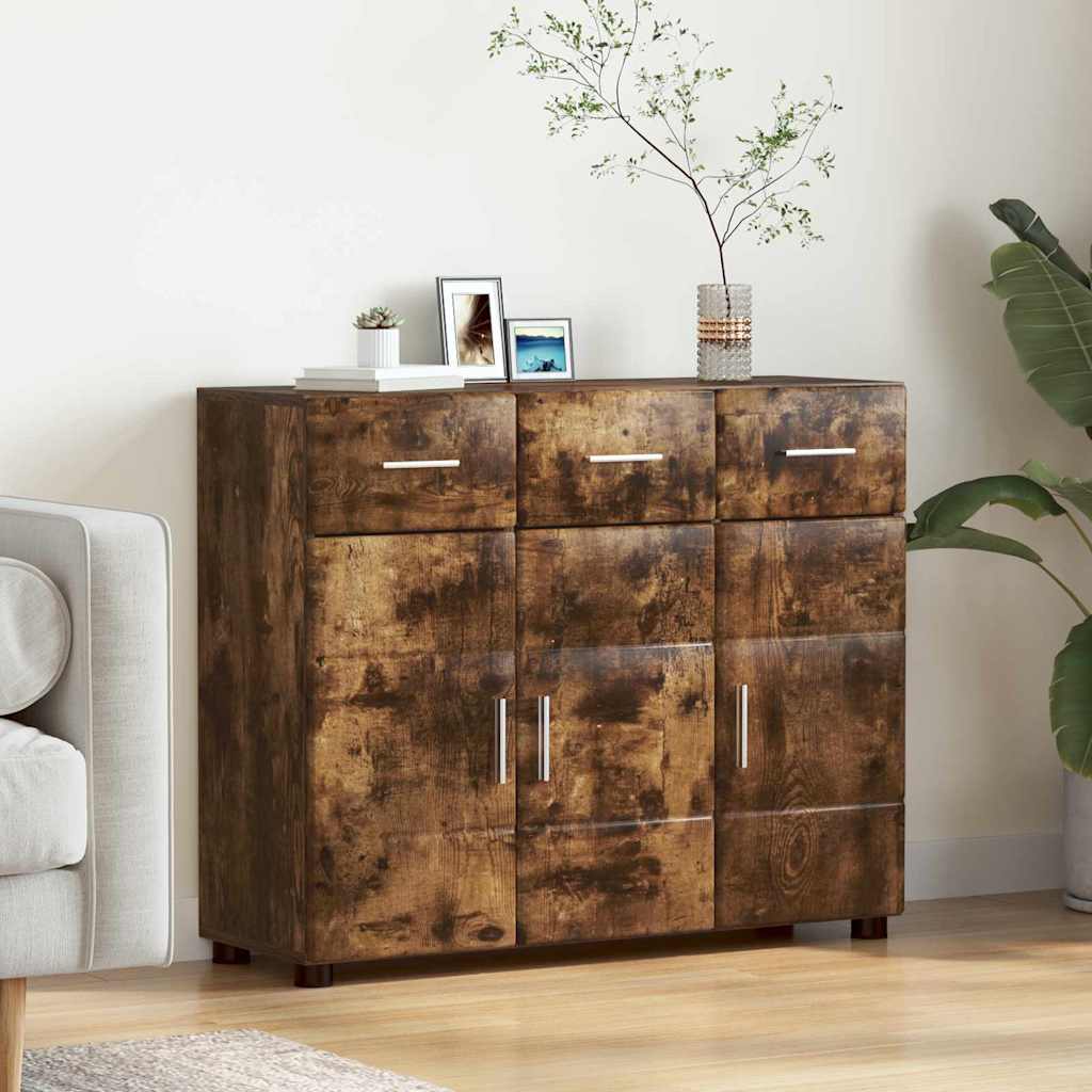 Sideboard mit Tür FLORIN Geräucherte Eiche 88,5 x 30,5 x 73 cm