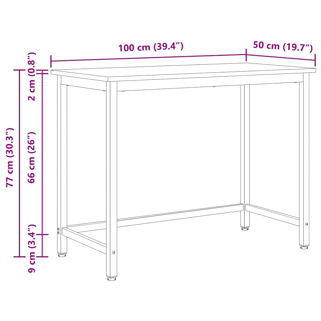 Tisch Natur 100 x 50 x 77 cm Ingenieure Holz und Stahl